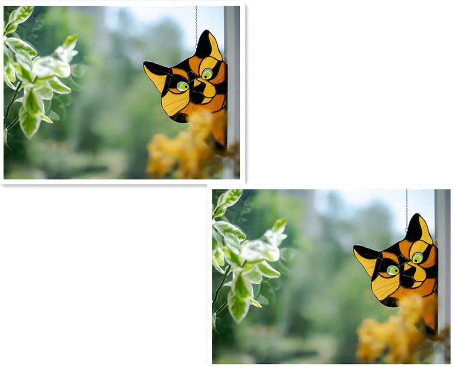 Colorful PVC cat window sticker with double-sided design for home and car decoration