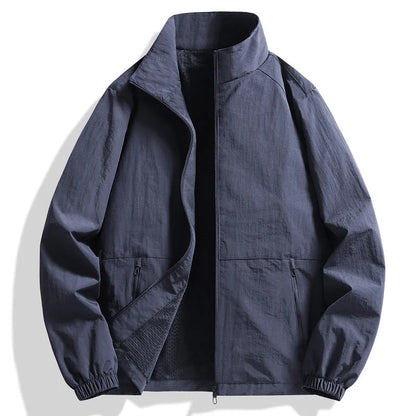 Men's nylon stand collar workwear top with zipper pocket, regular sleeves, five colours, sizes M to 5XL