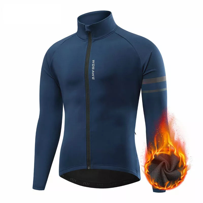 Men's outdoor fleece cycling jacket for mountain sports in dark blue, dark red, or black