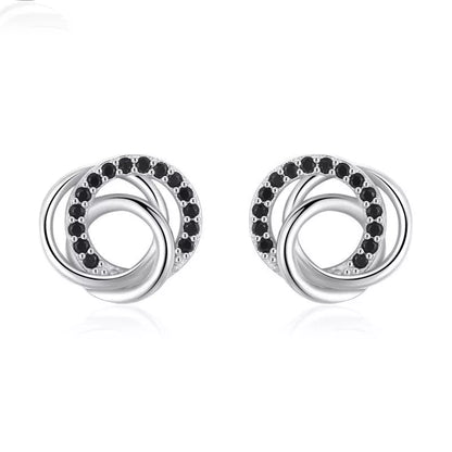 Dignified Hollow Multi-circle Zircon Design Earrings for Women in Black