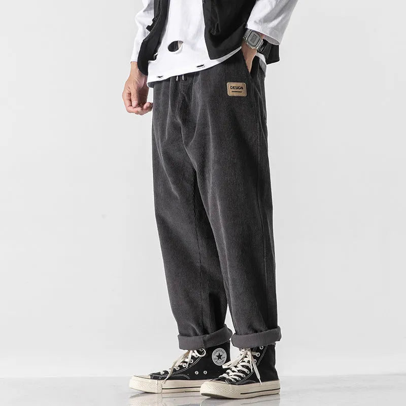 Men's corduroy loose straight trousers in multiple colour options for autumn winter casual wear