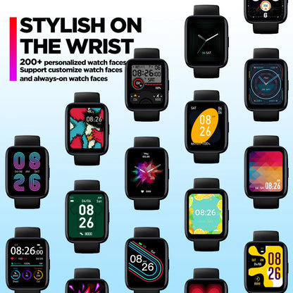 Black GPS sports smart watch with 1.78-inch LCD display and rubber wrist strap showing health metrics