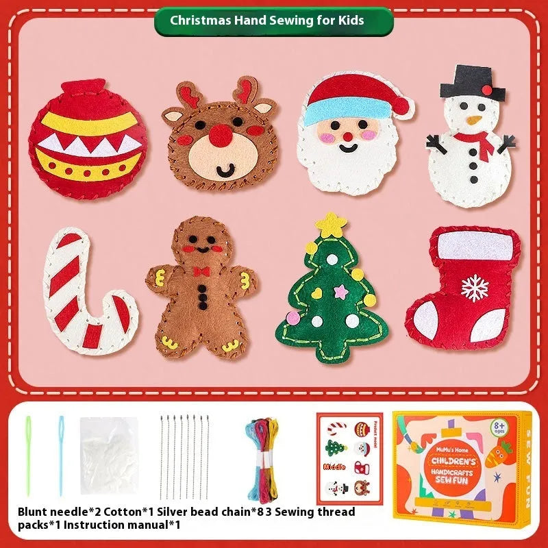 Children's non-woven sewing craft kit in colour box, 19.5 x 16 x 5cm, with needle, thread and instruction manual