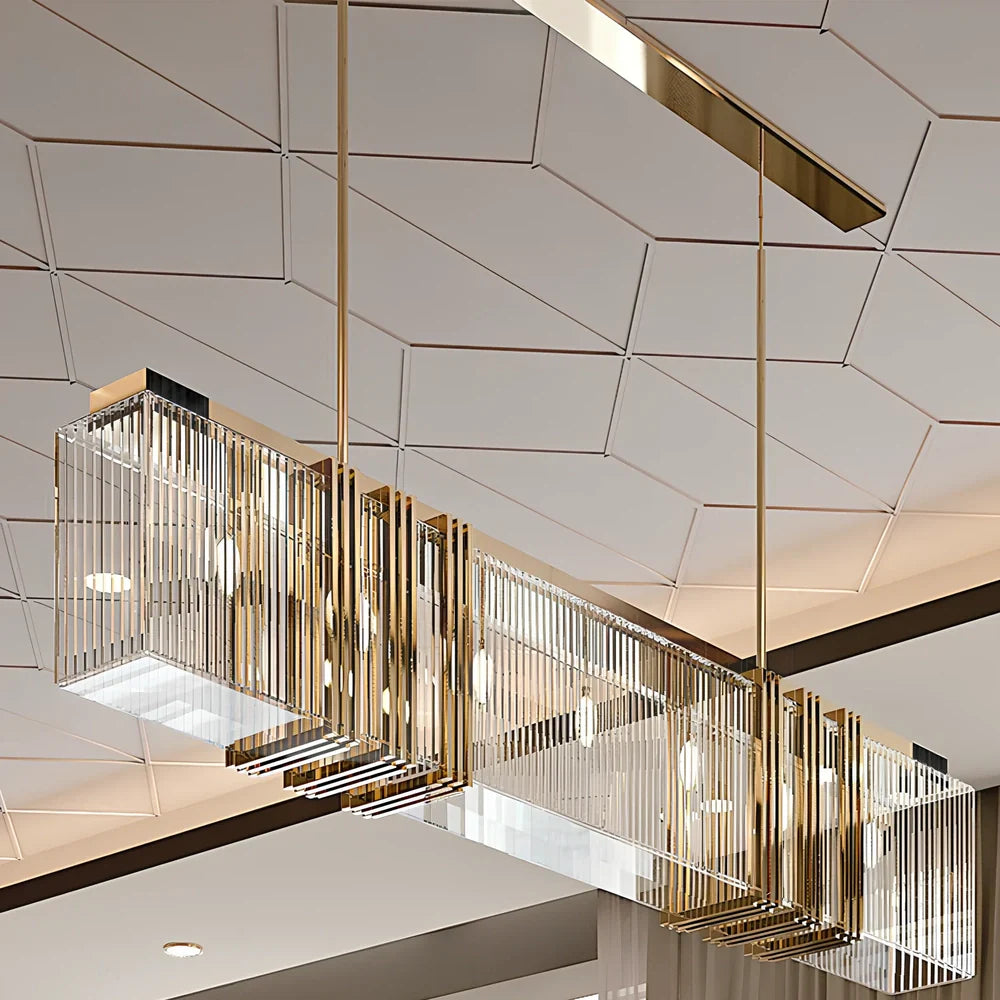 Modern glass chandelier with height adjustment mechanism and 1000mm diameter for restaurant lighting