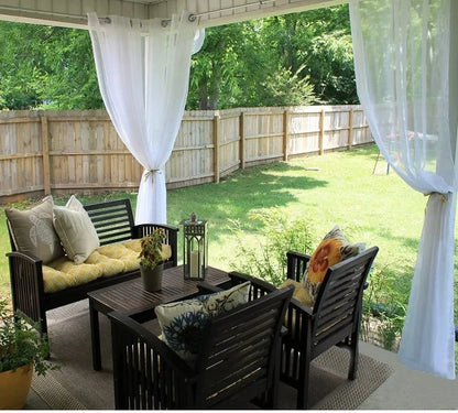 White opaque waterproof outdoor curtain measuring 132cm × 213cm for balcony privacy and sun protection