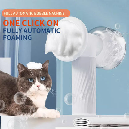 Automatic foaming pet bath brush with soap dispenser for dogs and cats