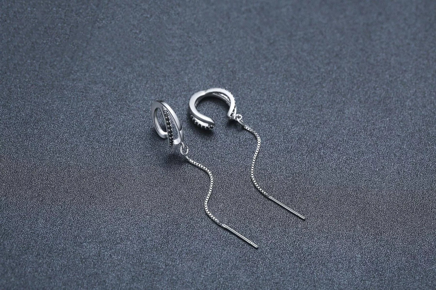 Black Geometric Copper Tassel Ear Clip for Women - Stylish & Durable