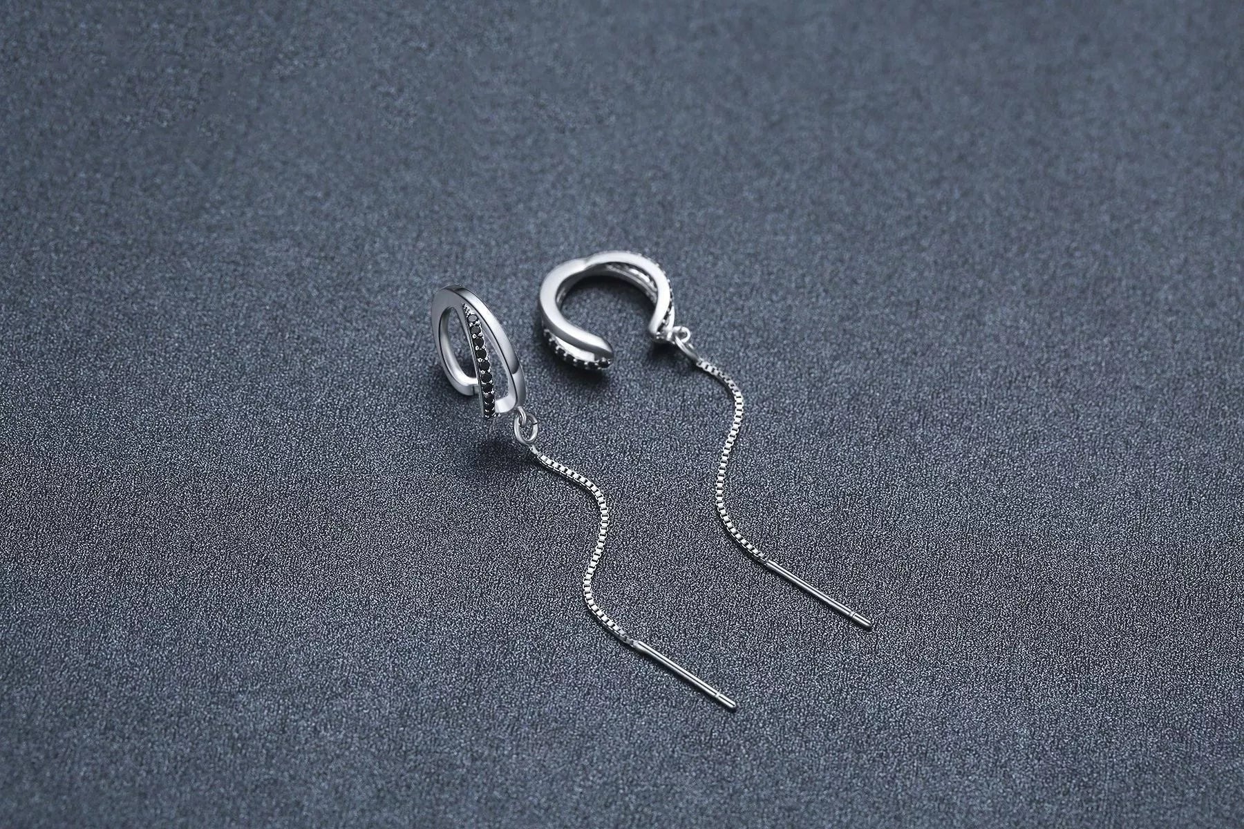 Black Geometric Copper Tassel Ear Clip for Women - Stylish & Durable