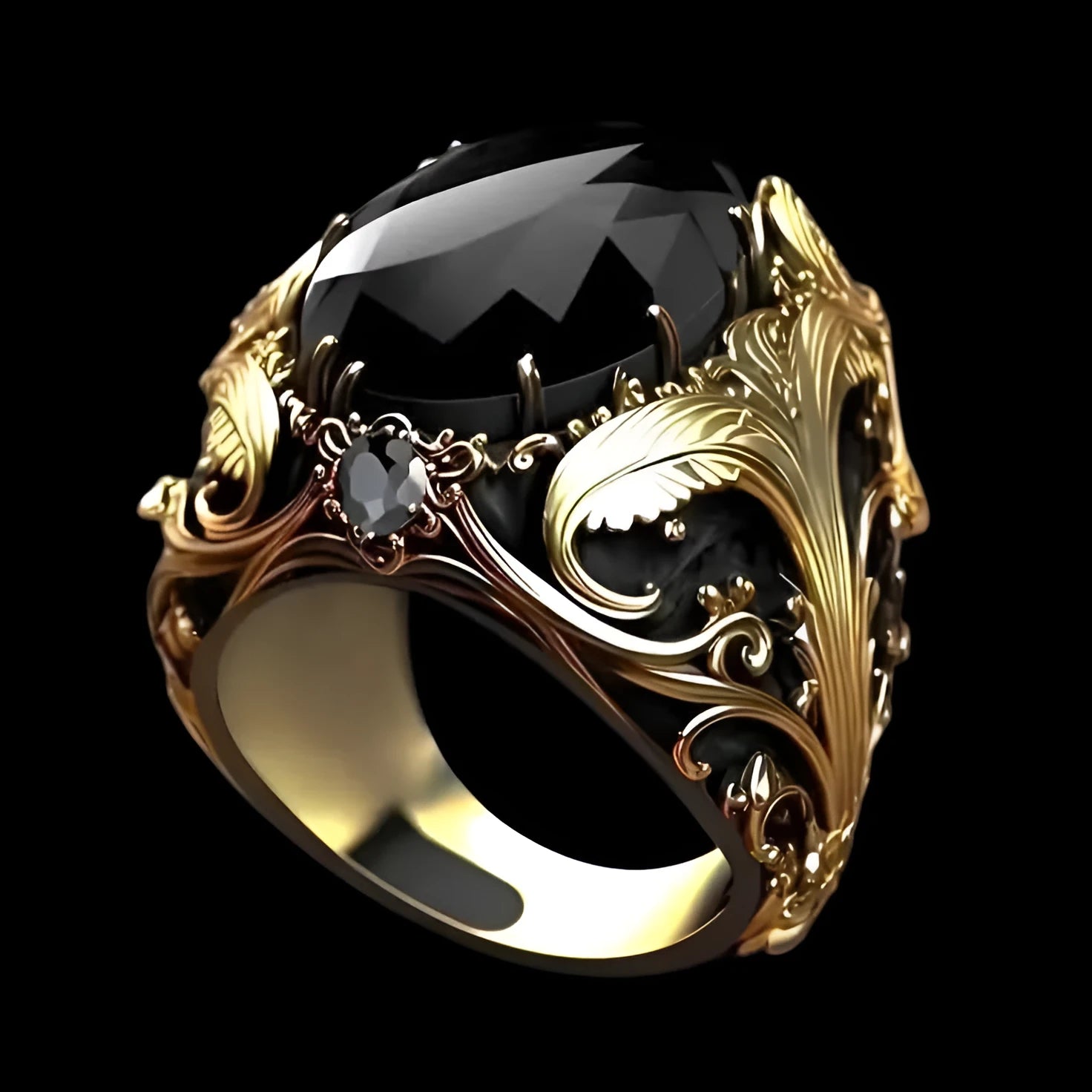 Men's geometric pattern wide face silver ring with imitation ink colour gems and moonstone elements