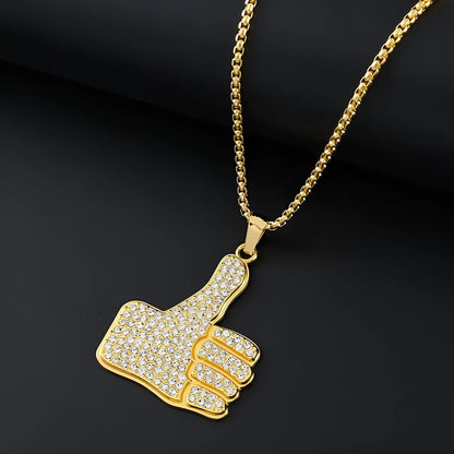 Gold tone geometric alloy necklace with a central square zircon stone pendant on a chain.