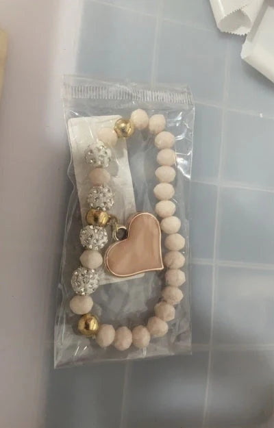 Stylish Elastic Crystal Heart Bracelet with adjustable elastic band and sparkling crystals
