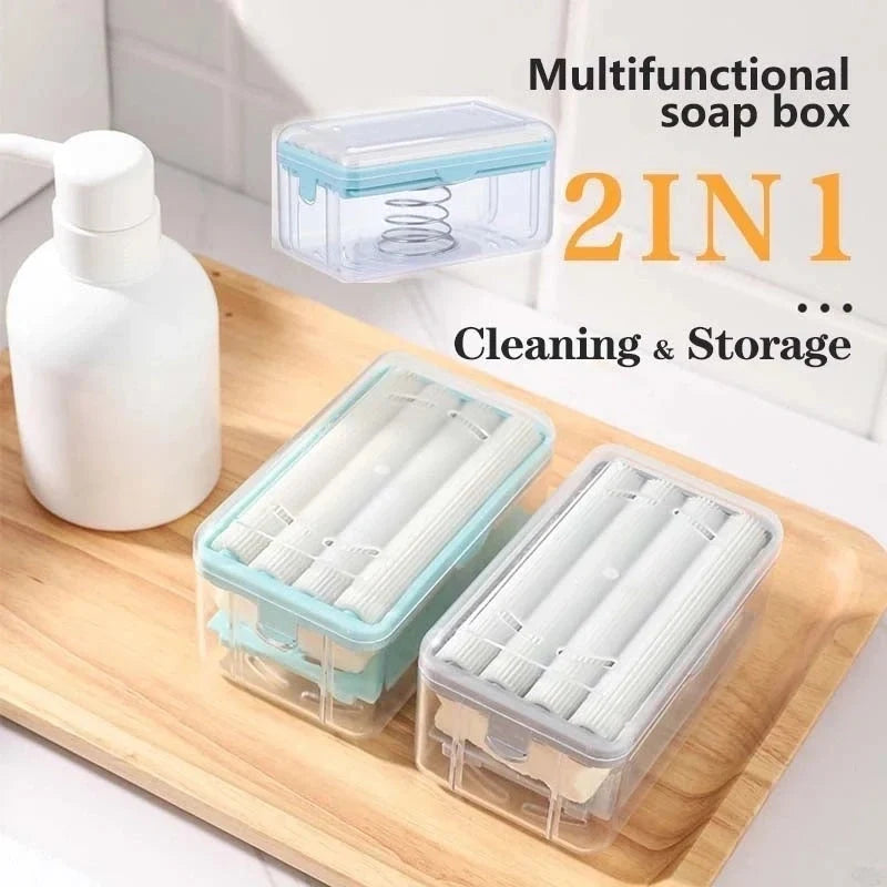 Roller type soap dish holder in light luxury colors with drain holes for bathroom storage