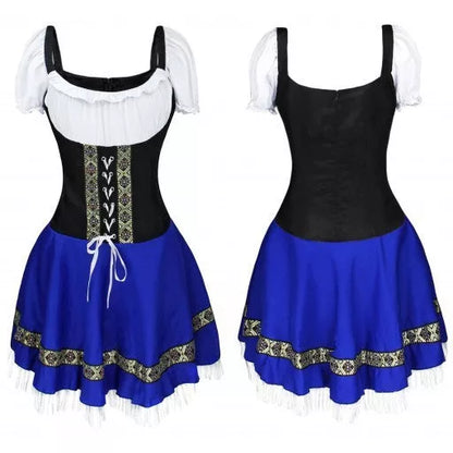 Halloween Maid Uniform Barmaid Dress in polyester with ribbon accessory