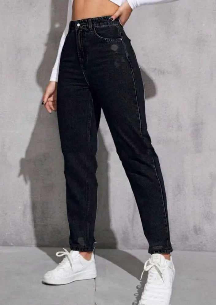 Women's ripped washed skinny jeans in cotton denim with medium stretch, high or mid waist, light blue to dark blue, S to 2XL.