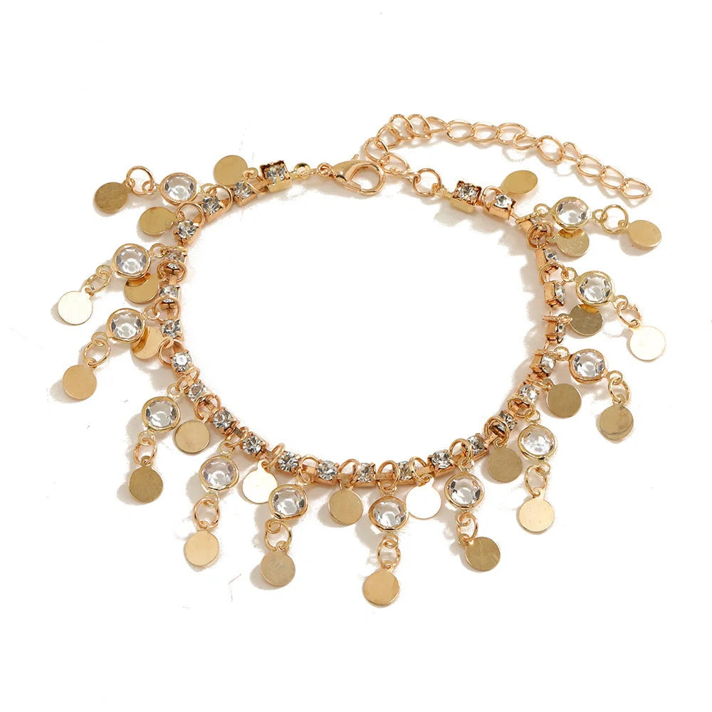 Stylish gold and silver women's beach anklet with geometric design