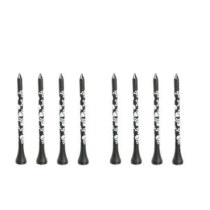 Black bamboo golf dowel pins with skull print in 70mm and 83mm sizes
