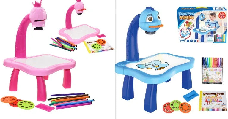 Children's Projection Drawing Board Doodle with music function and magnetic artboard in blue and pink
