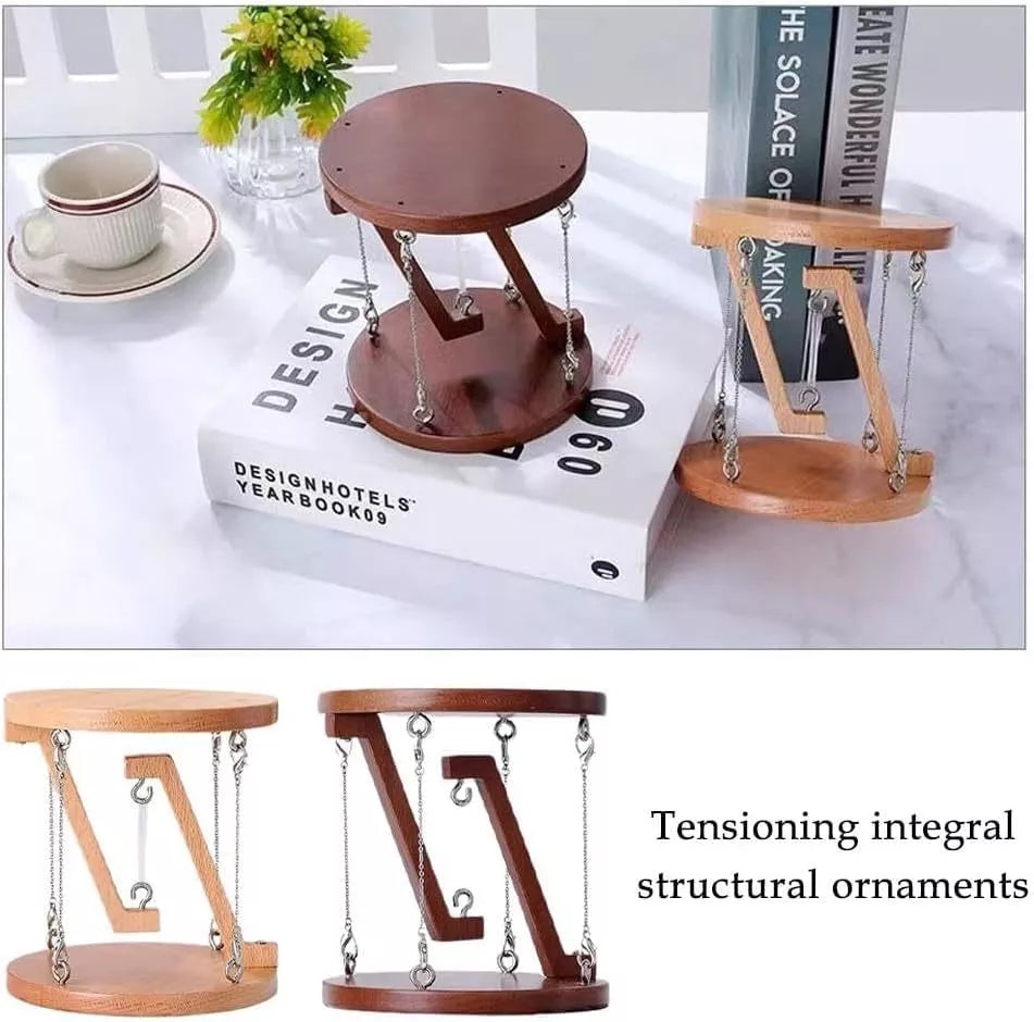 Tensegrity Sculpture anti-gravity physics toy in wood color and brown