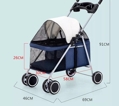 Lightweight folding pet stroller for cats, dogs, and rabbits in multiple colors