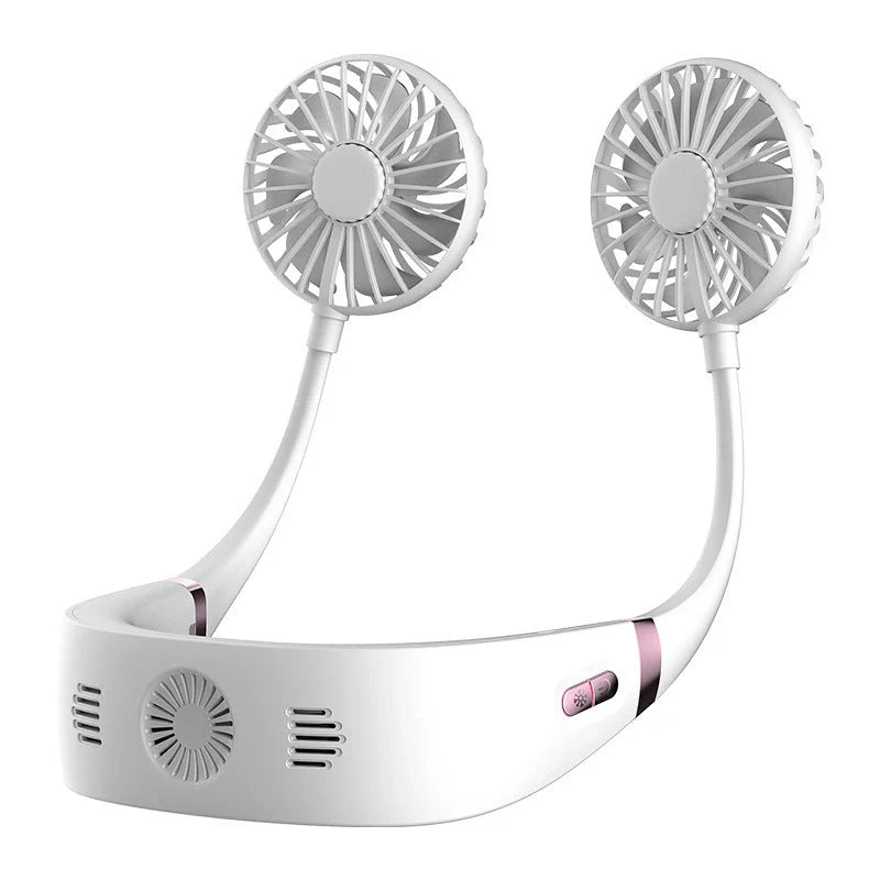 Adjustable hanging neck fan with USB charging for outdoor cooling