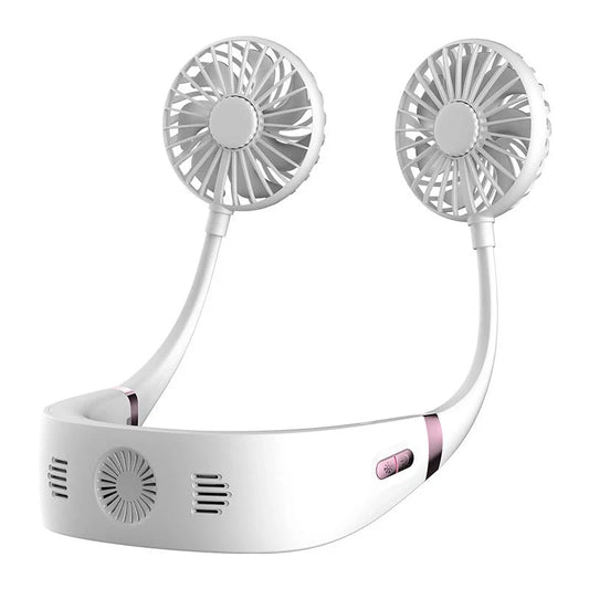Adjustable hanging neck fan with USB charging for outdoor cooling