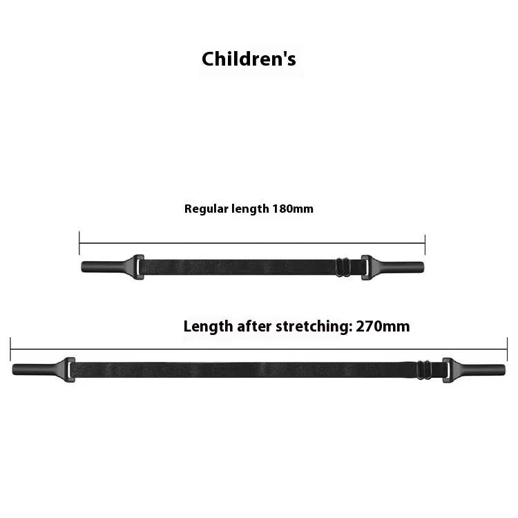 Black adjustable glasses cord strap with silicone earpiece tips shown in adult and children's styles