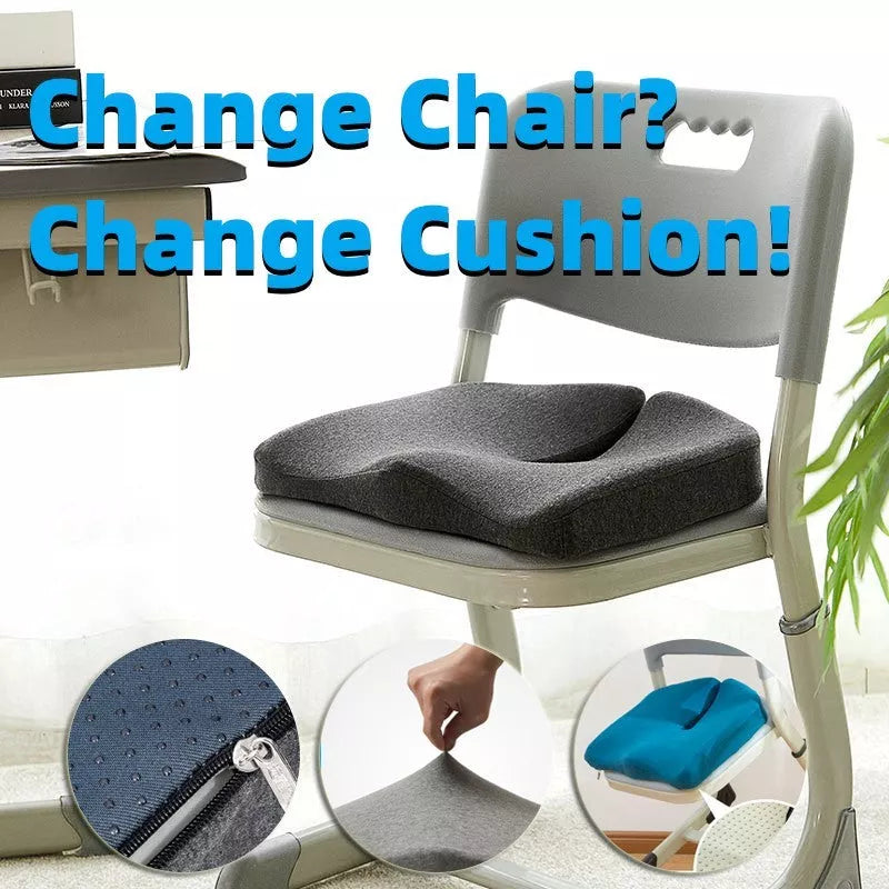 Memory foam seat cushion with non-slip bottom for office and car use