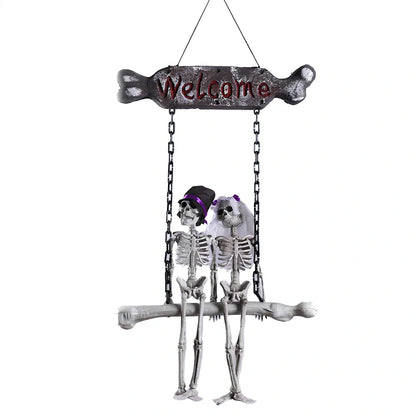 Halloween bride and groom foam door hanging pendant with cloth decoration measuring 30cm