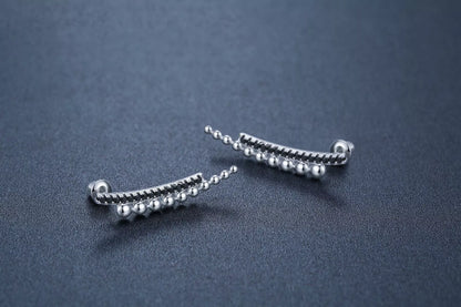 Long slimming ornament beads zircon copper earrings in black with round zircon beads