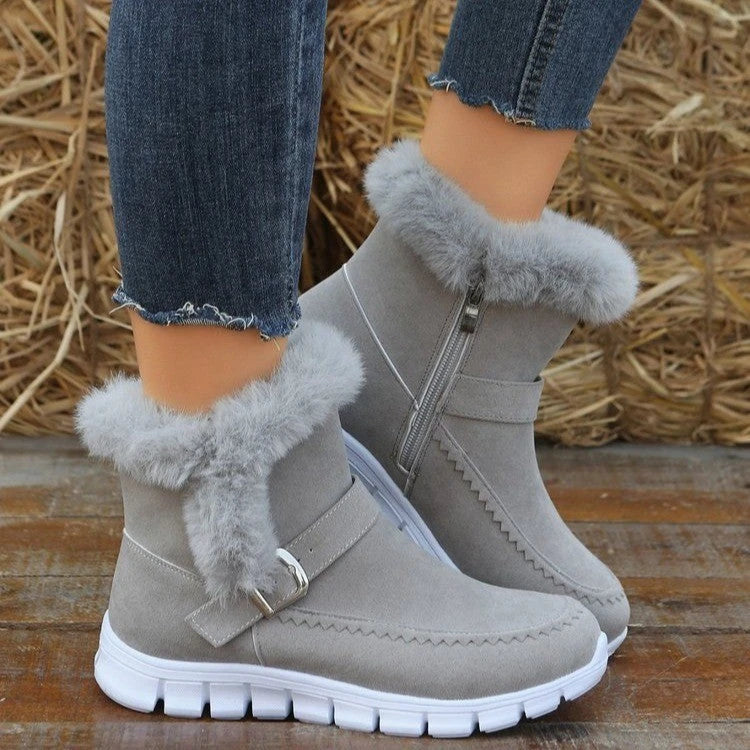 Cozy winter ankle boots with plush lining, suede uppers, and rubber soles for women