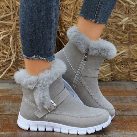 Cozy winter ankle boots with plush lining, suede uppers, and rubber soles for women