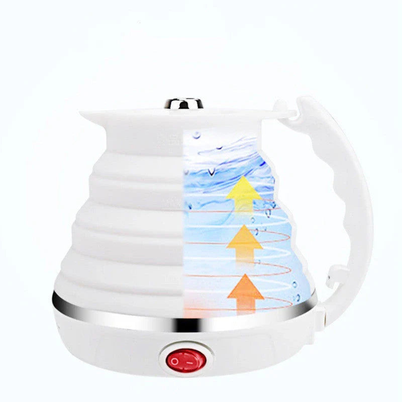 Portable 12V car electric kettle with 550ml capacity, foldable design, and intelligent temperature control