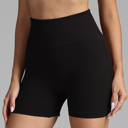 High waist seamless yoga shorts for women with hip-lifting design in various colors