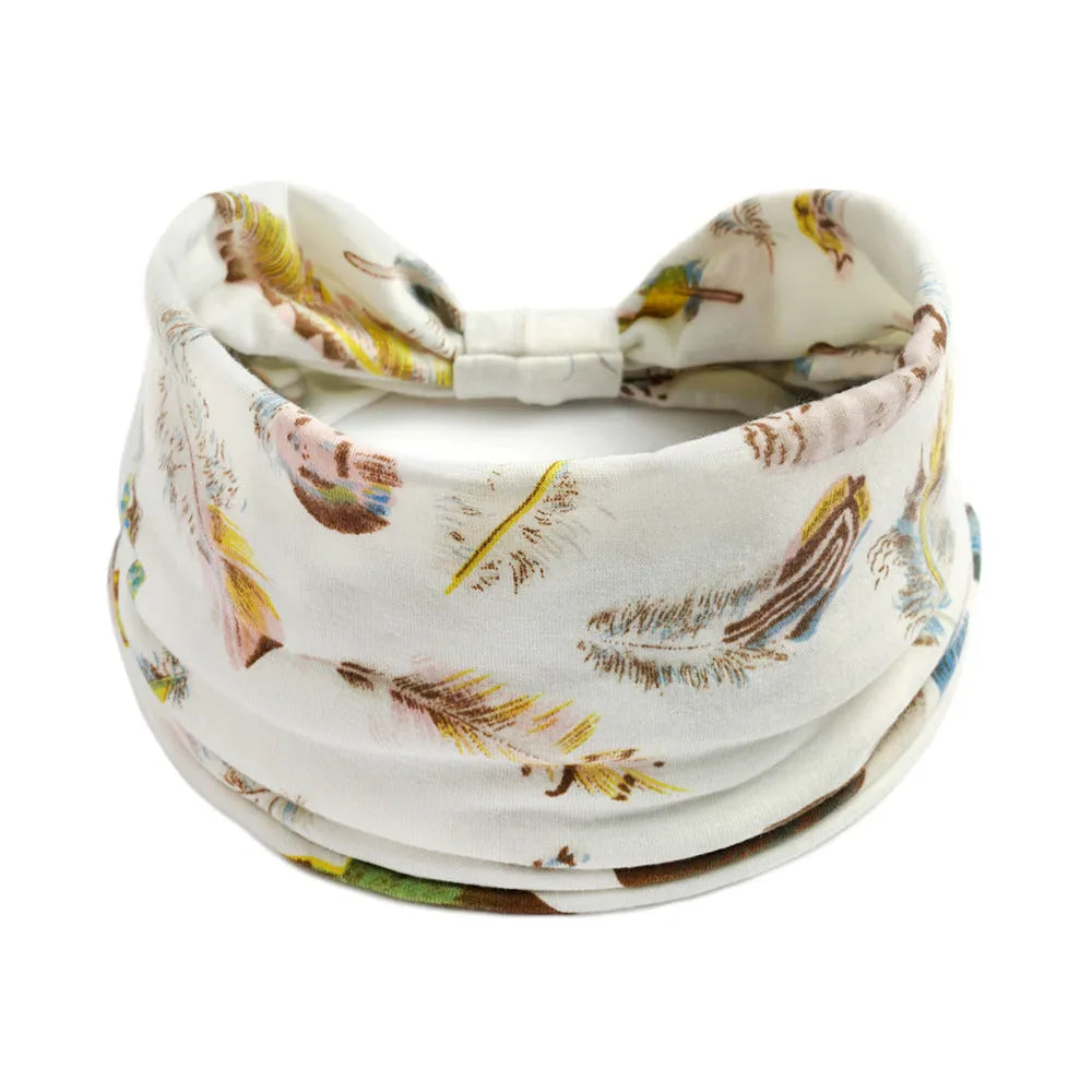 Bohemian cloth yoga sports headband with floral and polka dot patterns, available in multiple colours.