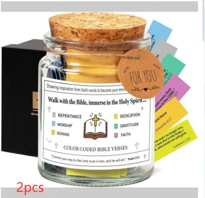 Bible Verses In A Jar glass container with 90 inspirational verses