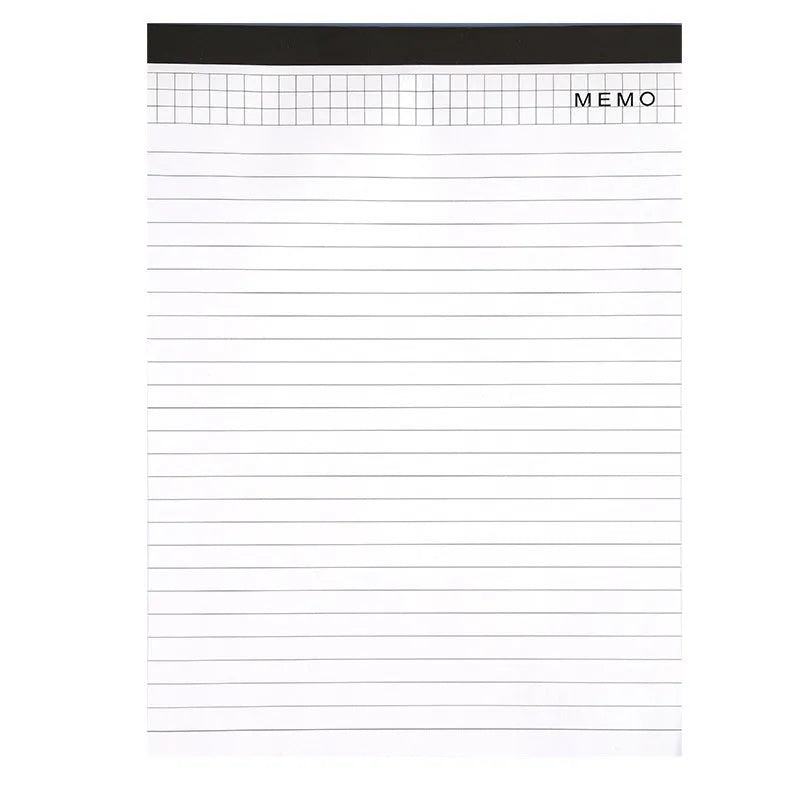 A4 tearable notebook with grid-lined pages and wireless adhesive binding for clean page removal