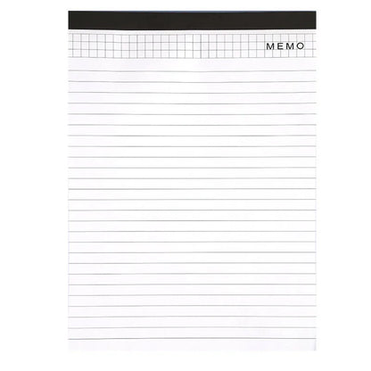 A4 tearable notebook with grid-lined pages and wireless adhesive binding for clean page removal