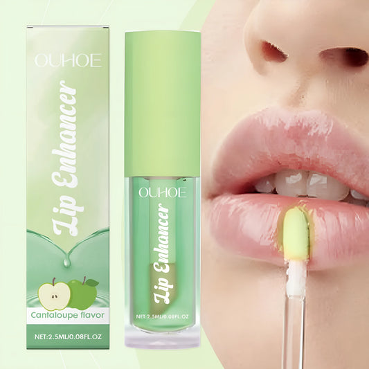 Green apple flavour moisturising lip oil bottle with plant oil blend.
