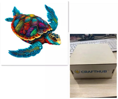 Animal Puzzle Craft Hub A3 Size Wooden Box for puzzle storage and organization