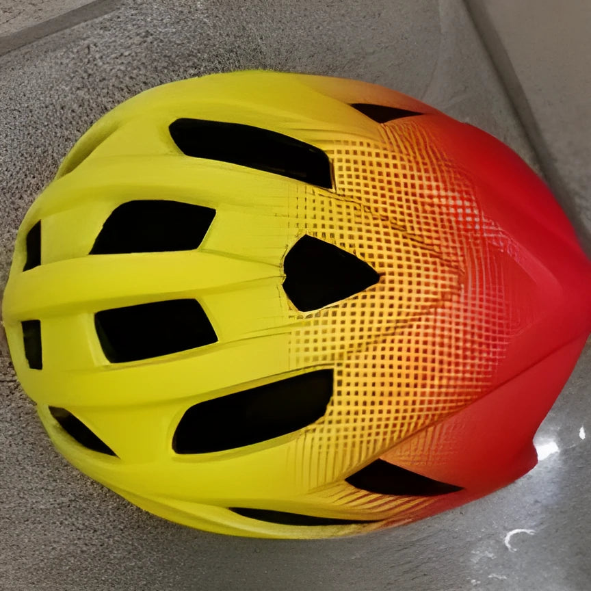 Orange road and mountain bike helmet showing 16 ventilation holes, size L fits 56-61cm.