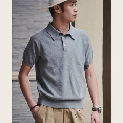 Retro knitted cotton short-sleeved t-shirt in slim fit showing multiple colour options