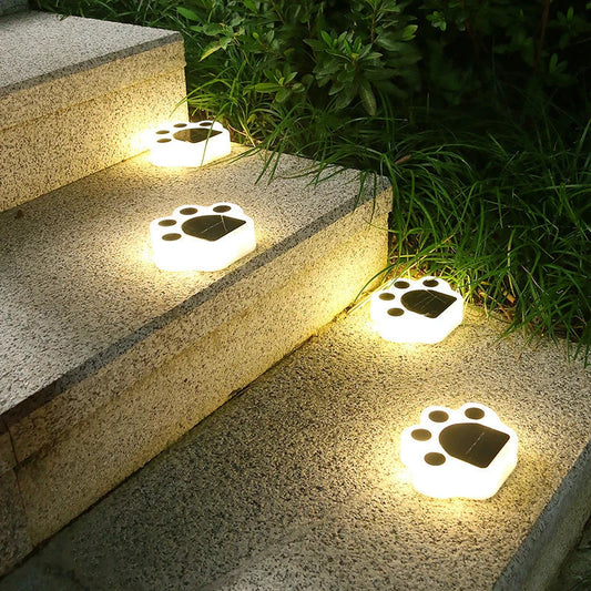 Outdoor solar-powered landscape lights with warm and white LED illumination for courtyards, gardens, and lawns