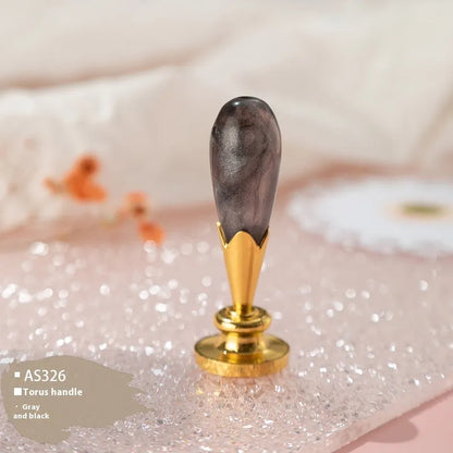 Wooden wax seal handle tool in various designs including lily, pearl cloud, and double dragon styles.