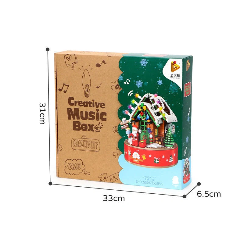 DIY LED shining music box Christmas tree ornaments for kids with over 502 building blocks