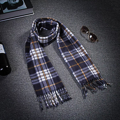 Handmade black and white plaid thermal scarf for men and women