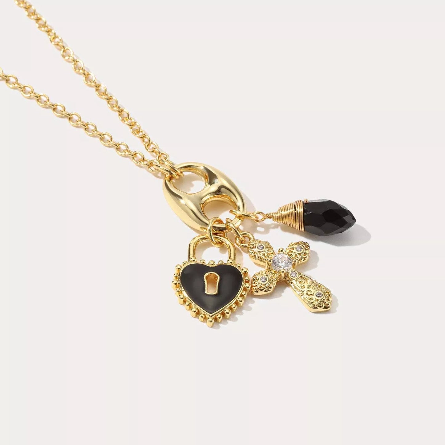 Copper-plated real gold star and moon rhinestone necklace for women