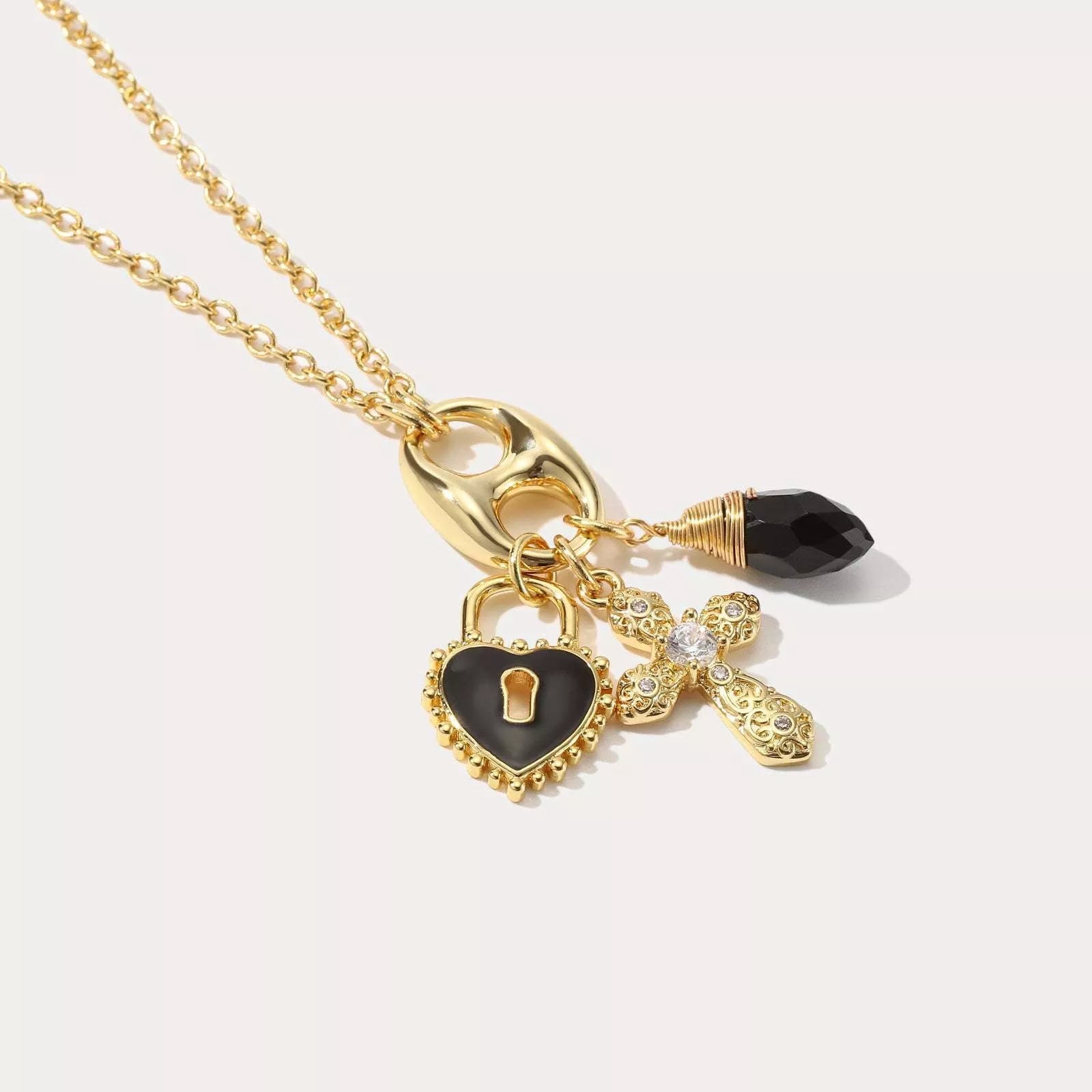 Copper-plated real gold star and moon rhinestone necklace for women