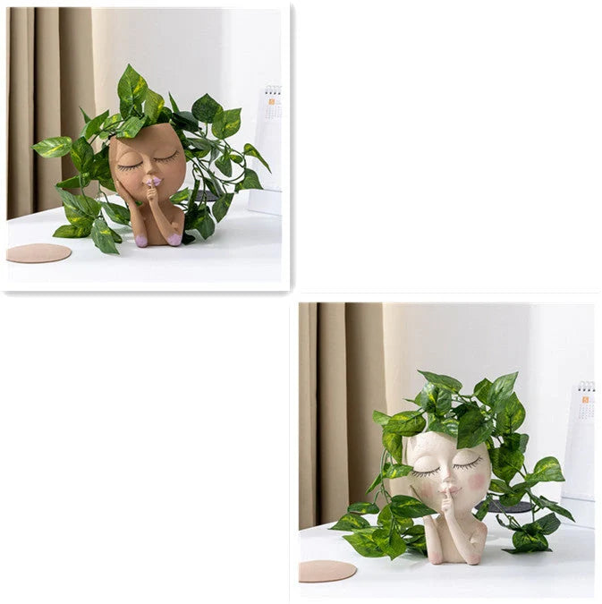 Resin forest decoration vase in coffee and white for home and garden decor