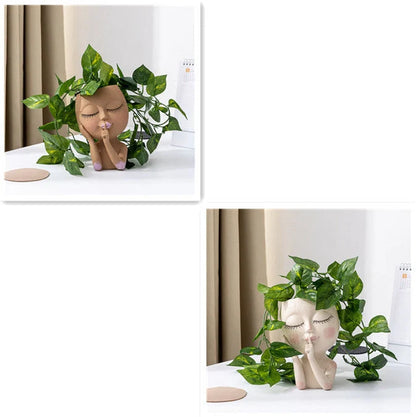 Resin forest decoration vase in coffee and white for home and garden decor
