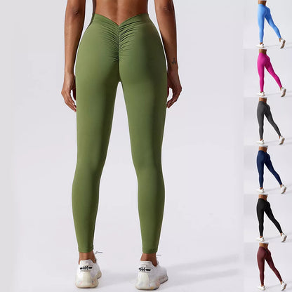 Women's slim yoga fitness pants with hip-lifting design in various colors